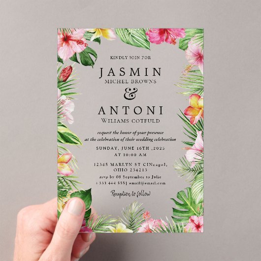 Bloemen Herfst Foliage Wedding Acryl Uitnodigingen (Insitu (Draagbaar))