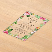 Bloemen Herfst Foliage Wedding Acryl Uitnodigingen (Laagn)