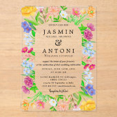 Bloemen Herfst Foliage Wedding Acryl Uitnodigingen (Voorkant)