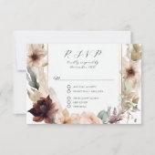 Bloemen Herfst Gedempt Roos Pioenenperzik QR code  RSVP Kaartje (Voorkant)