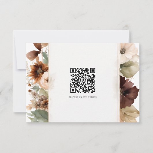 Bloemen Herfst Gedempt Roos Pioenenperzik QR code  RSVP Kaartje (Achterkant)