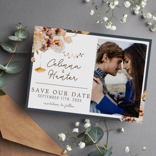  Bloemen Herfst Gedroogde Bloemen Blauw Save The Date