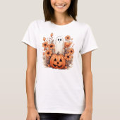 Bloemen Herfst Halloween pompoen geest T-shirt (Voorkant)