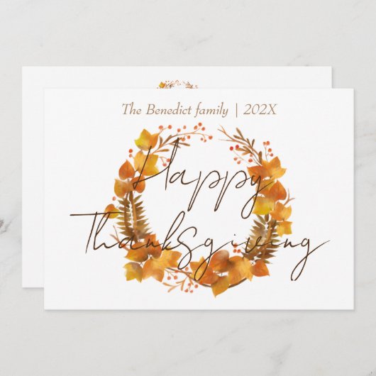 Bloemen herfst herfst bladeren gelukkig Thanksgivi Feestdagenkaart (Voorkant / Achterkant)