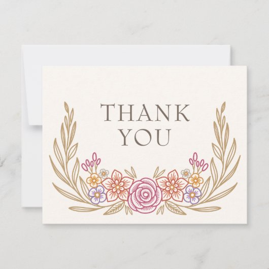 Bloemen Herfst Herfst Wildflowers Wedding Bedankkaart (Voorkant)