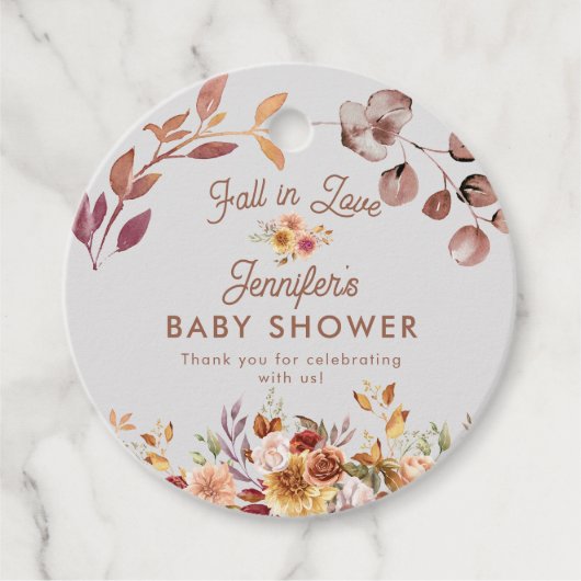 Bloemen Herfst in liefde Baby shower gunst Bedankjes Labels (Voorkant)