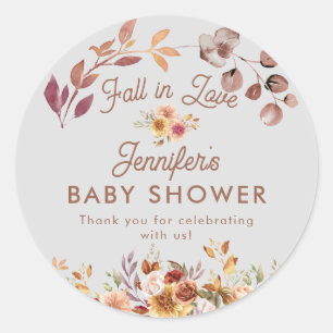 Bloemen Herfst in liefde Baby shower gunst Ronde Sticker