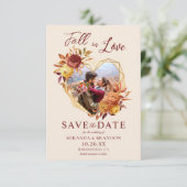 Bloemen Herfst in Liefde Foto Huwelijk Save the Da Kaart (Staand voorkant)