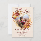 Bloemen Herfst in Liefde Trouwfoto Save the Date Kaart (Voorkant)