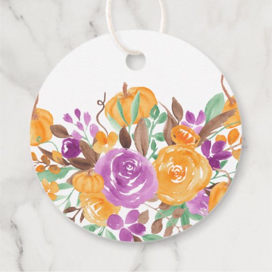 Bloemen herfst Kleine pompoen waterverf dank u Bedankjes Labels (Achterkant)