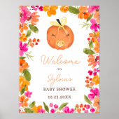 Bloemen Herfst kleine pompoen welkom baby shower Poster (Voorkant)