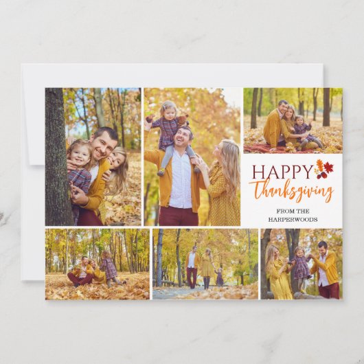 Bloemen Herfst Moderne Thanksgiving familiefoto Feestdagenkaart (Voorkant)