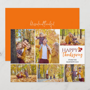Bloemen Herfst Moderne Thanksgiving familiefoto Feestdagenkaart