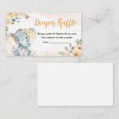 Bloemen Herfst Olifant Baby shower Luier Raffle Informatiekaartje (Voorkant / Achterkant)