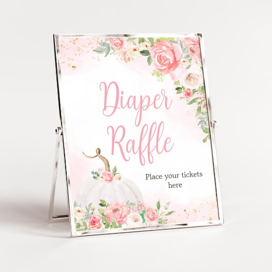 Bloemen Herfst Pompoen Baby shower Luier Raffle Poster