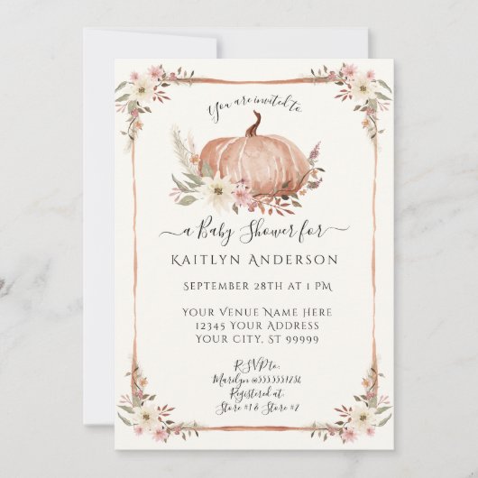 Bloemen Herfst Pompoen Botanische Waterverf Baby (Voorkant)