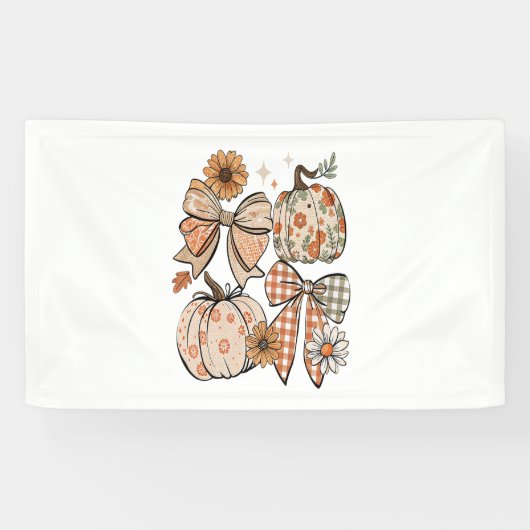 Bloemen Herfst Pompoen Coquette Boho Herfst Bow Spandoek (Horizontaal)