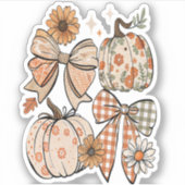 Bloemen Herfst Pompoen Coquette Boho Herfst Bow Sticker (Voorkant)