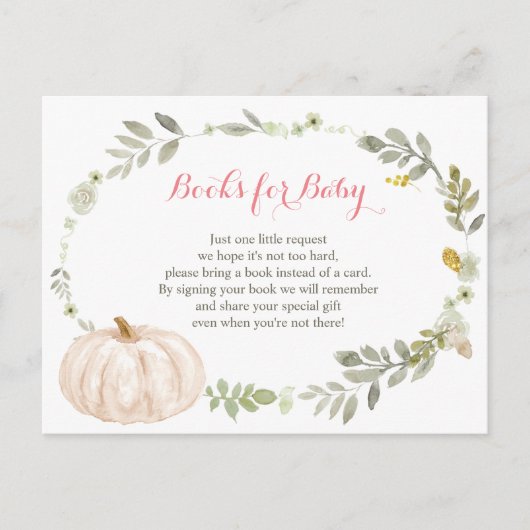 Bloemen Herfst Pompoen Greenery Baby shower Boeken Briefkaart (Voorkant)