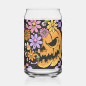 Bloemen Herfst Pompoen Halloween Blikvorm Glas (Achterkant)