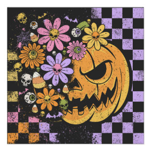 Bloemen Herfst Pompoen Halloween Perfect Poster