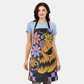 Bloemen Herfst Pompoen Halloween Schort (Gedragen)