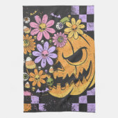 Bloemen Herfst Pompoen Halloween Theedoek (Verticaal)