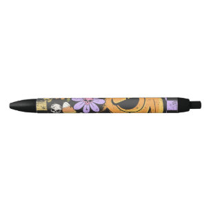 Bloemen Herfst Pompoen Halloween Zwarte Inkt Pen