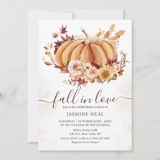 Bloemen Herfst pompoen | Herfst in Liefde Vrijgeze Kaart (Voorkant)