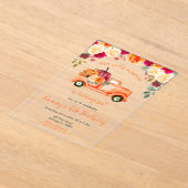 Bloemen Herfst Pompoen Truck Verjaardagsfeest Acryl Uitnodigingen (Laagn)