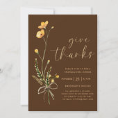 Bloemen Herfst rustieke Thanksgiving Diner Kaart (Voorkant)