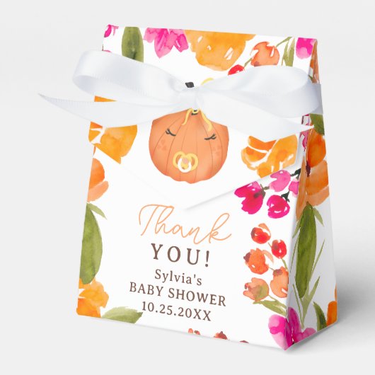 Bloemen Herfst schattig klein pompoen baby shower Bedankdoosjes (Voorkant Zijde)