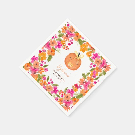 Bloemen Herfst schattig klein pompoen baby shower Servet (Hoek)