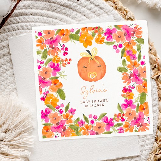 Bloemen Herfst schattig klein pompoen baby shower Servet