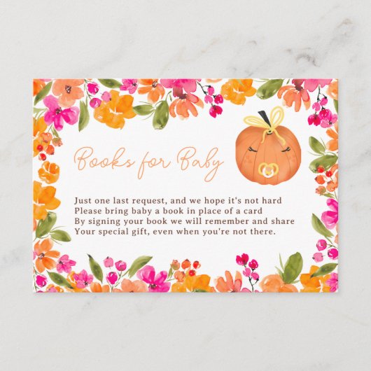 Bloemen Herfst schattige pompoen boeken voor baby  Informatiekaartje (Voorkant)