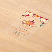 Bloemen Herfst Sinaasappel Pompoenen Verjaardagsfe Acryl Uitnodigingen (Laagn)