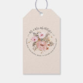 Bloemen Herfst Waterverf Zwart Blush Roze Rose Gol Cadeaulabel (Achterkant)