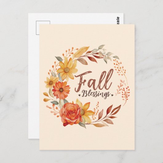 Bloemen Herfst Zegeningen Briefkaart (Voorkant / Achterkant)