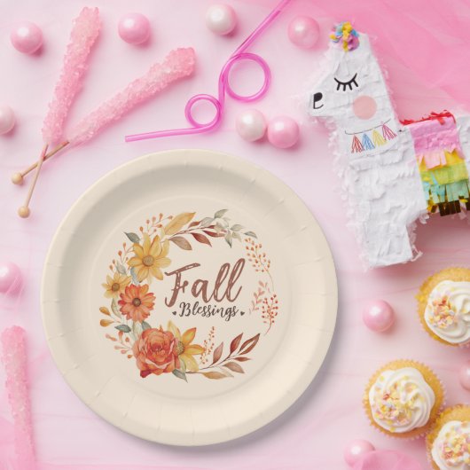 Bloemen Herfst Zegeningen Papieren Bordje (Feest)