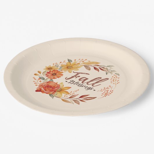 Bloemen Herfst Zegeningen Papieren Bordje (Gekanteld)