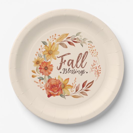 Bloemen Herfst Zegeningen Papieren Bordje (Voorkant)