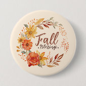 Bloemen Herfst Zegeningen Ronde Button 7,6 Cm (Voorkant)