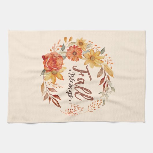Bloemen Herfst Zegeningen Theedoek (Horizontaal)