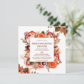 Bloemen Herfstbladeren Mushroom Thanksgiving Diner Kaart (Staand voorkant)