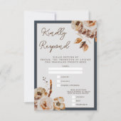  Bloemen Herfstbloemen Blauw Huwelijk RSVP Kaartje (Voorkant)