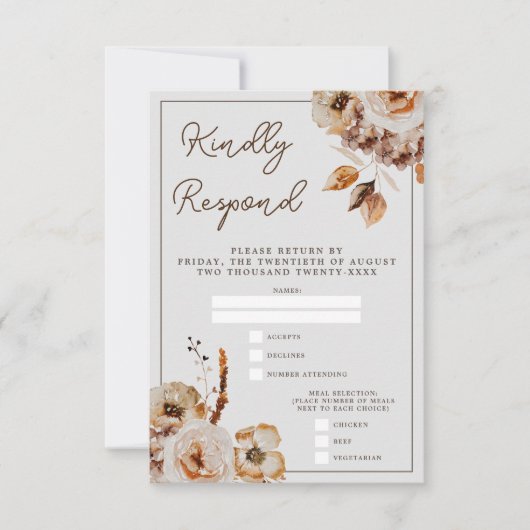  Bloemen Herfstbloemen Huwelijk RSVP Kaartje (Voorkant)