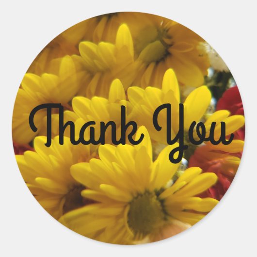 Bloemen Herhalende Gele Daises Dank u Ronde Sticker (Voorkant)
