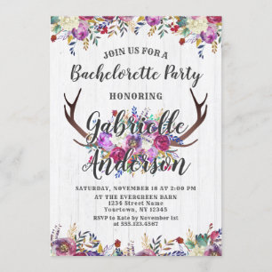 Bloemen Herten Antler Bachelorette Party Uitnodigi Kaart