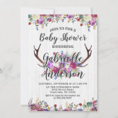 Bloemen Herten Antler Boeket Baby shower Uitnodigi Kaart (Voorkant)