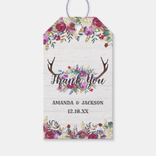 Bloemen Herten Antler boeket bruiloft dank u Cadeaulabel
